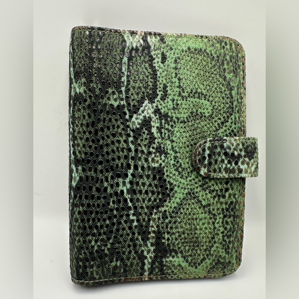 Vintage Faux Snakeskin Green & Black Day Runner 6 Ring Planner Binder Journal